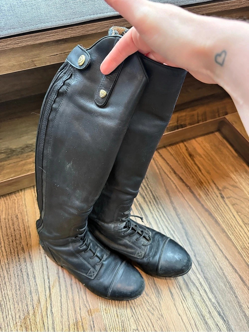 ARIAT Style 10015492 Tall Black Leather Riding Boots US 4
